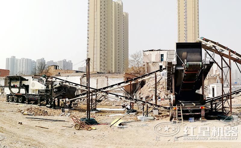 建筑垃圾破碎生產(chǎn)現(xiàn)場(chǎng)